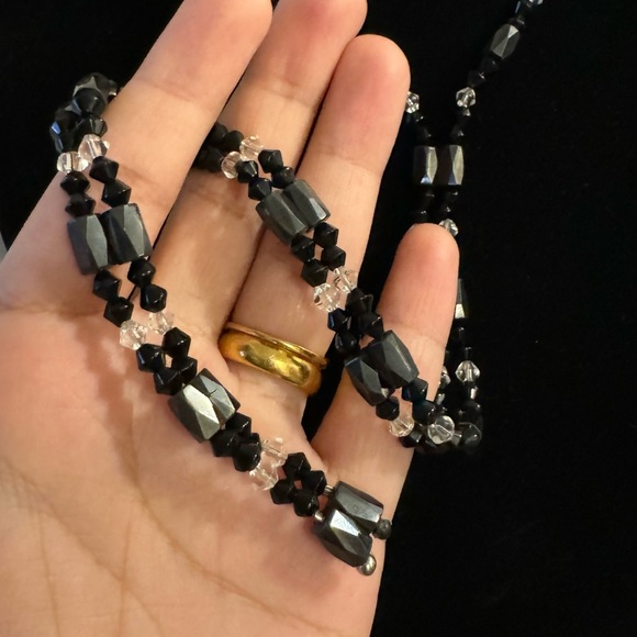 ⚜️3 for $30⚜️ Vintage Hematite Magnetic Wrap Bracelet Black Crystal **Flaw - Picture 7 of 11